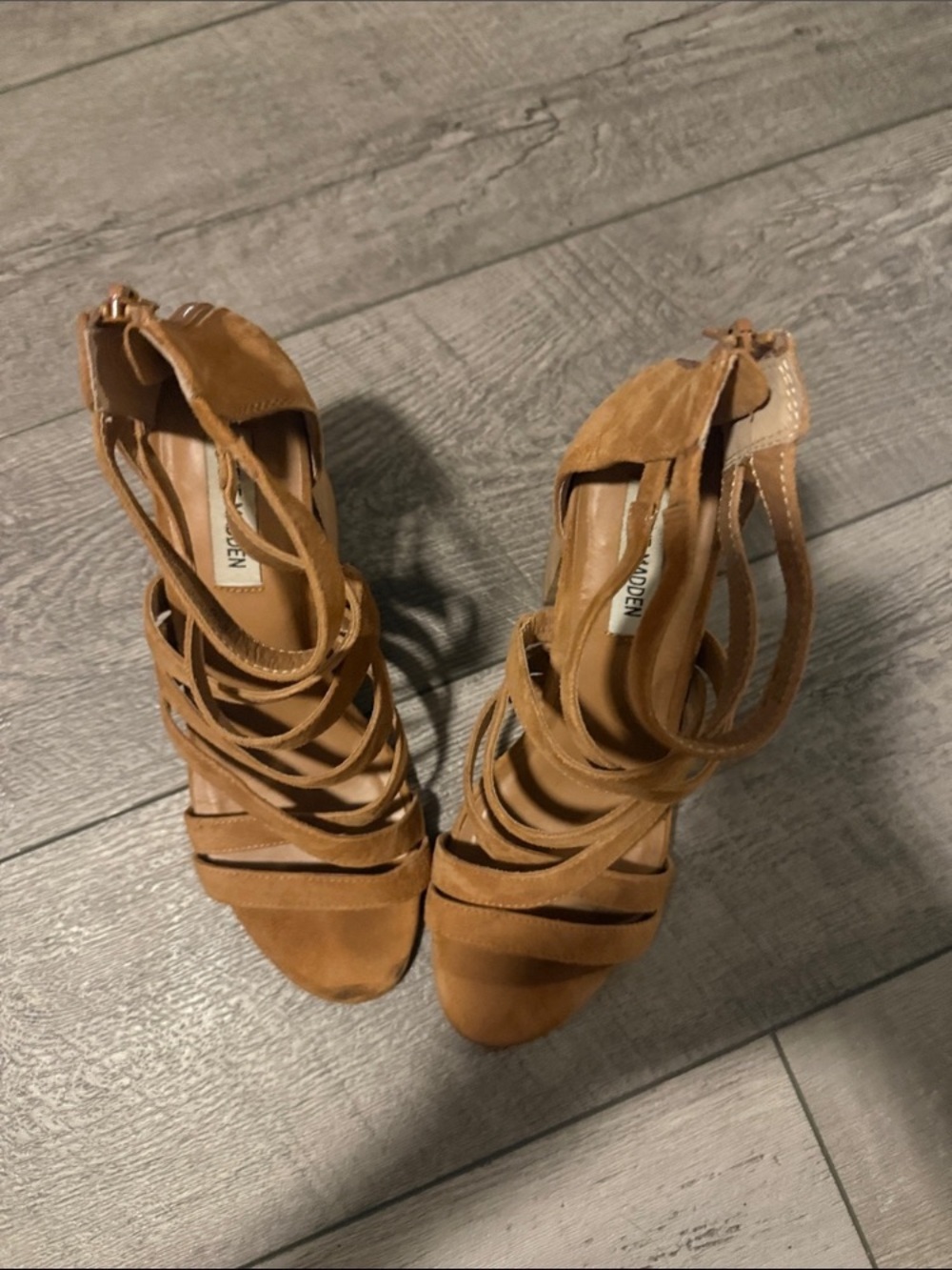 Steve Madden Tan Strappy Stiletto Heels